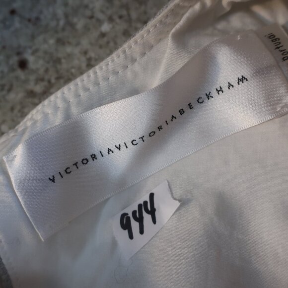 Womens Victoria Beckham Gray White Tie Cuff Bow Pullover Sweatshirt Top L - Picture 8 of 15